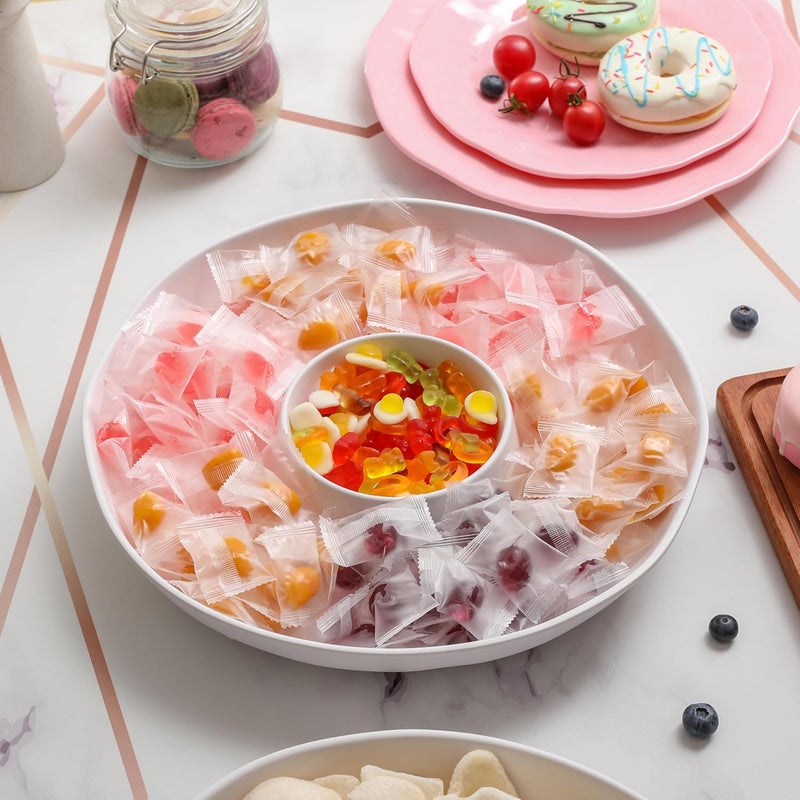 ZAROCRUS Chip and Dip Serving Set Divided Serving Platter Appetizers and Cheeses Serving Tray White Compartment Dishes for Party, Christmas, Dessert, Fruit, Candy, 13-inch Set of 2 - Image 3